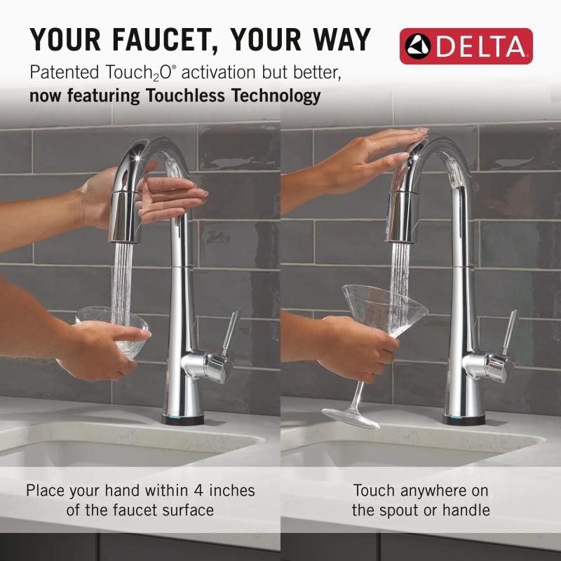 DELTA Monrovia Touch2O Bar / Prep Faucet with Touchless Technology — Lumicoat® Chrome