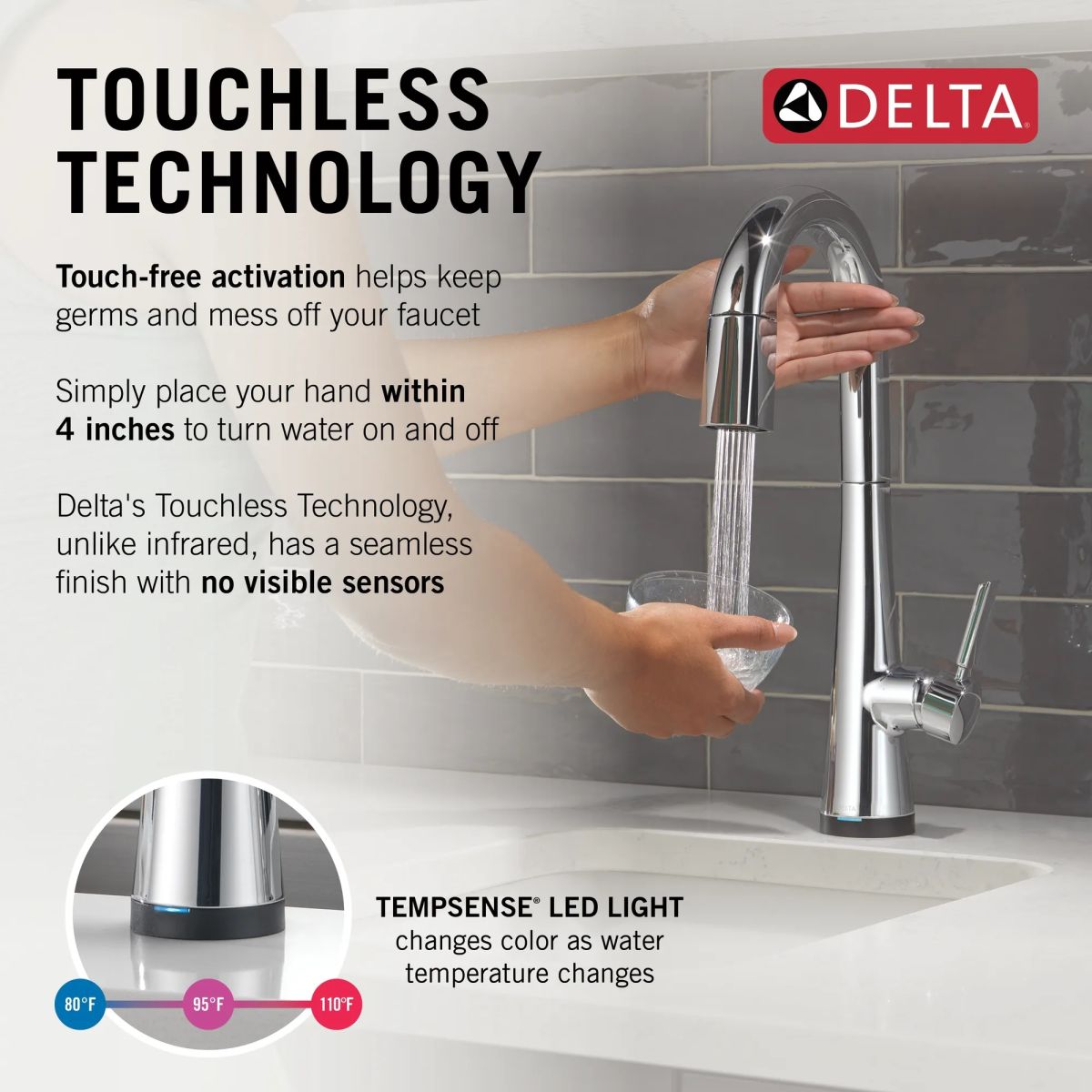 DELTA Monrovia Touch2O Bar / Prep Faucet with Touchless Technology — Lumicoat® Chrome
