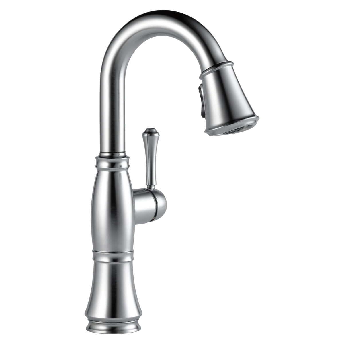 DELTA Cassidy Single Handle Pull-Down Bar/Prep Faucet — Lumicoat® Arctic Stainless