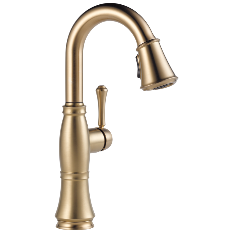 DELTA Cassidy Single Handle Pull-Down Bar/Prep Faucet — Lumicoat® Champagne Bronze
