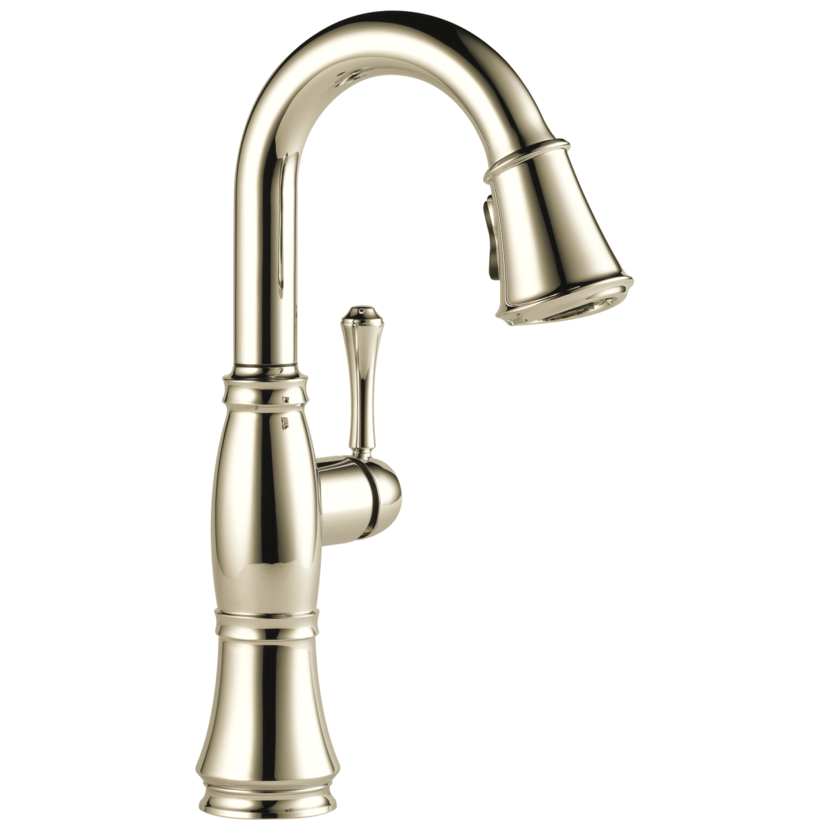 DELTA Cassidy Single Handle Pull-Down Bar/Prep Faucet — Lumicoat® Polished Nickel