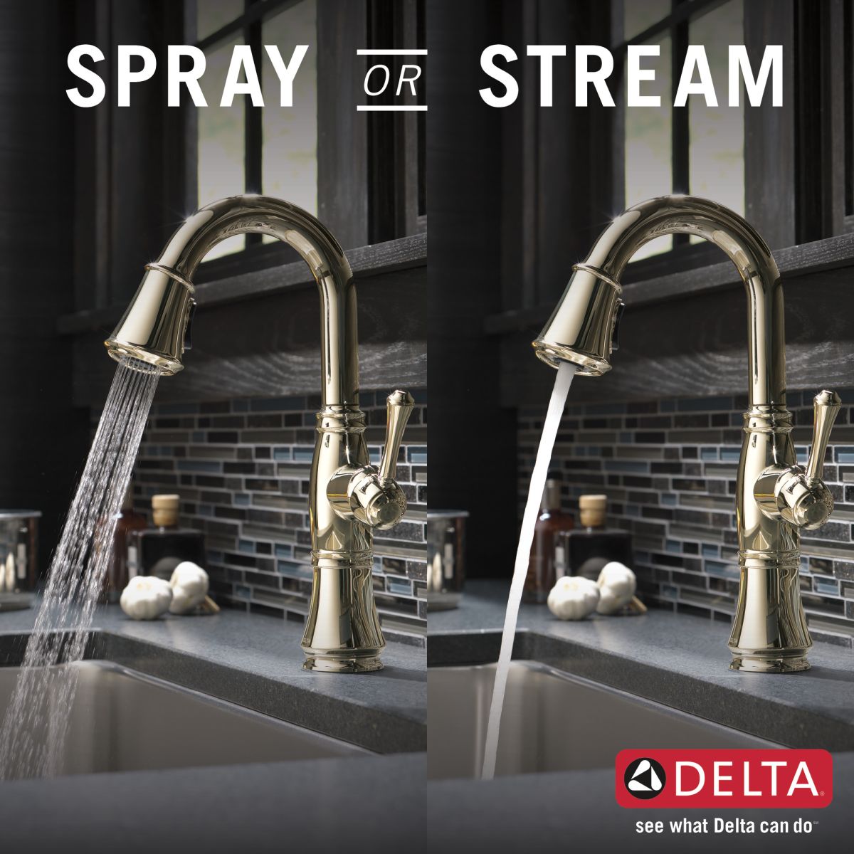 DELTA Cassidy Single Handle Pull-Down Bar/Prep Faucet — Lumicoat® Polished Nickel