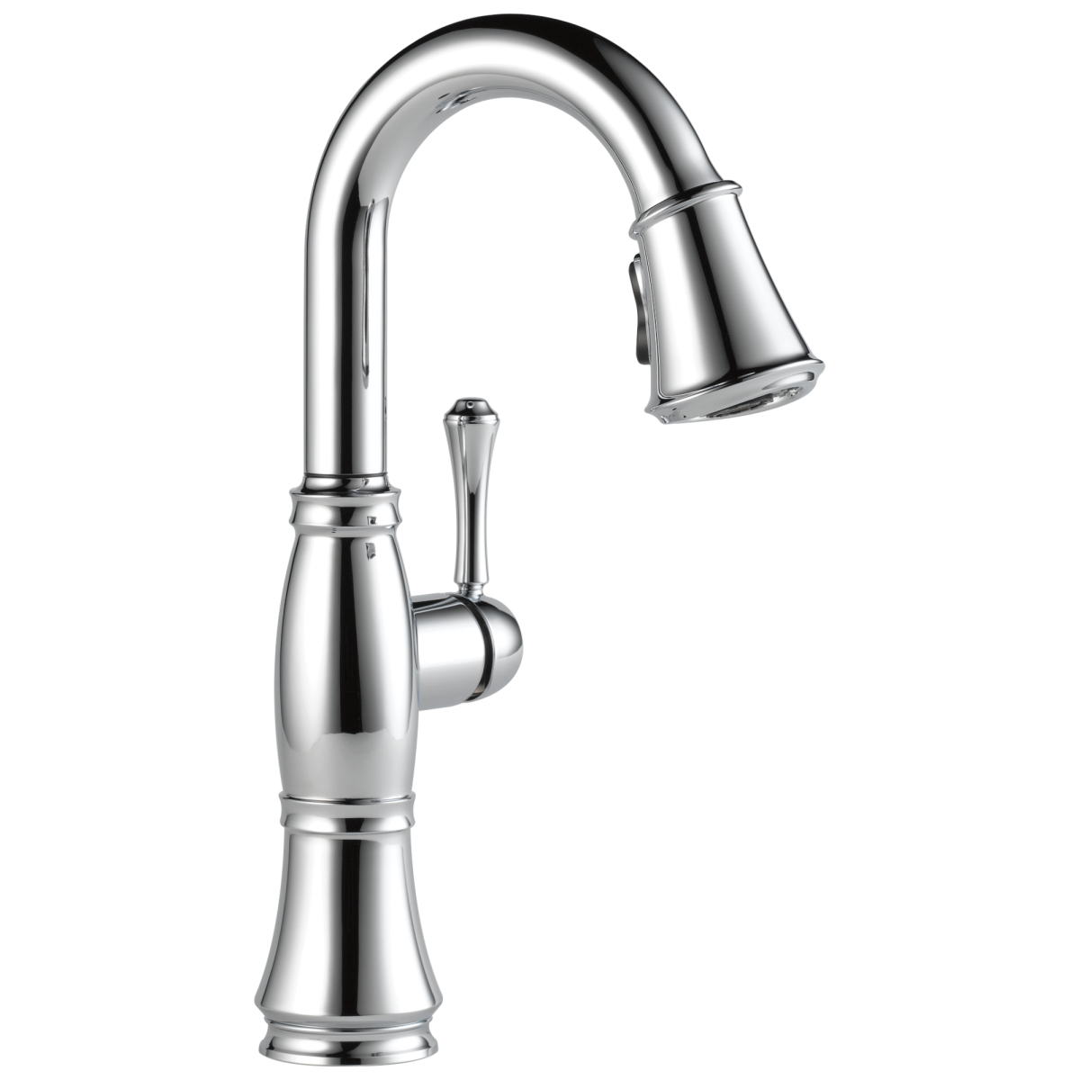 DELTA Cassidy Single Handle Pull-Down Bar/Prep Faucet — Lumicoat® Chrome