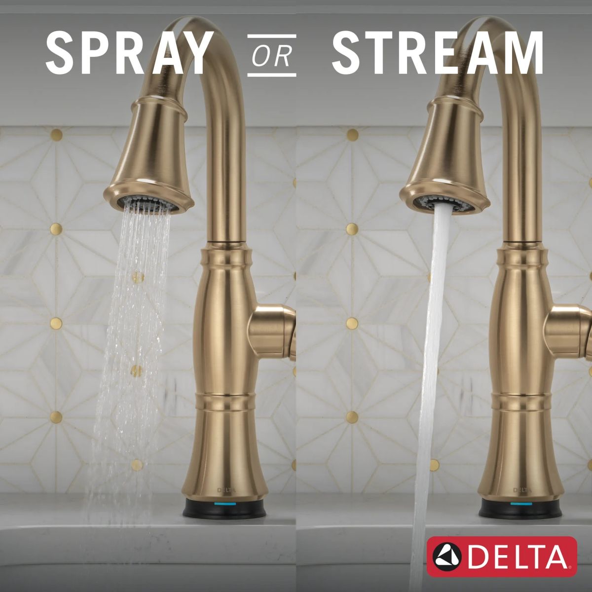 DELTA Cassidy Touch2O Bar / Prep Faucet with Touchless Technology — Lumicoat® Champagne Bronze