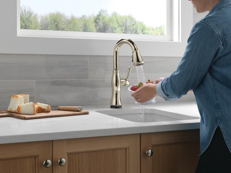 DELTA Cassidy Touch2O Bar / Prep Faucet with Touchless Technology — Lumicoat® Polished Nickel