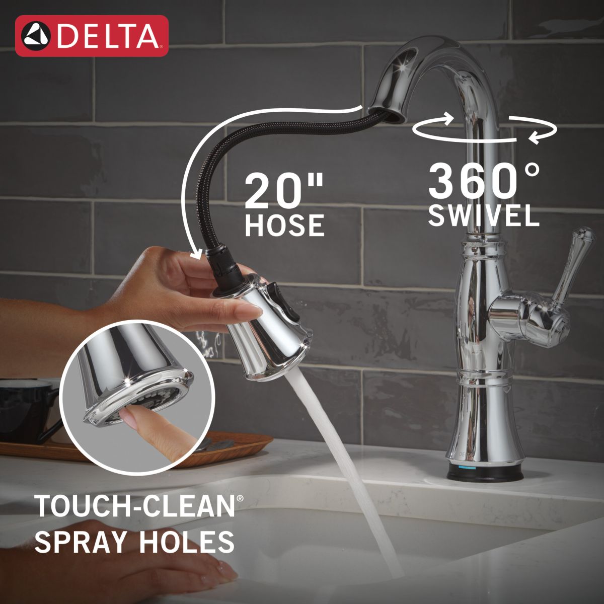 DELTA Cassidy Touch2O Bar / Prep Faucet with Touchless Technology — Lumicoat® Chrome