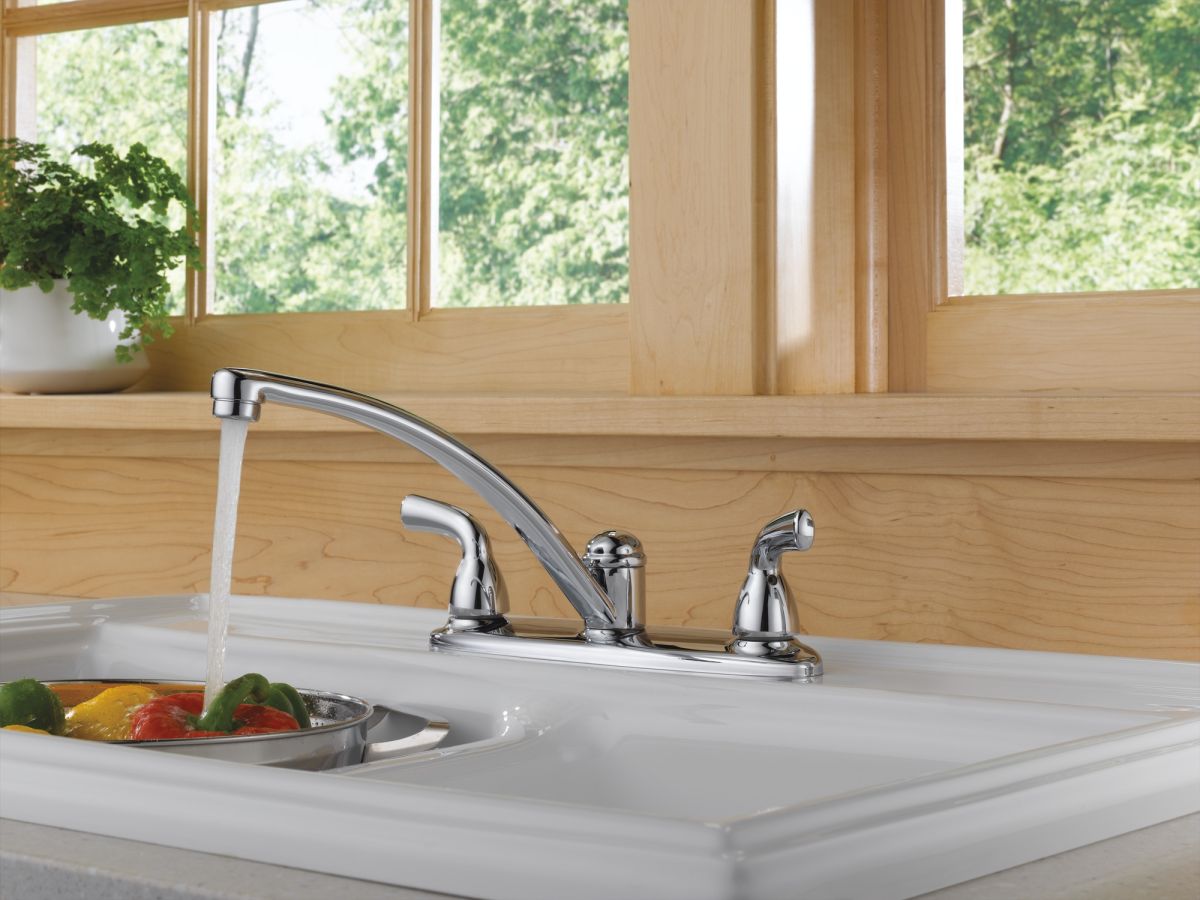 DELTA Foundations Two Handle Kitchen Faucet — Chrome