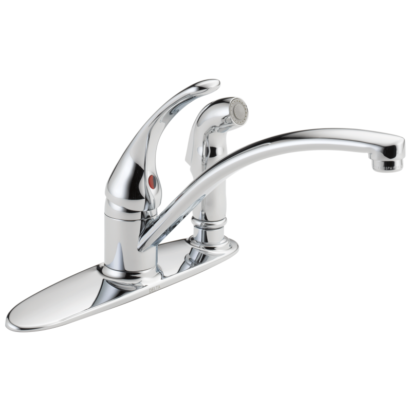 DELTA Foundations Single Handle Kitchen Faucet with Integral Spray — Chrome