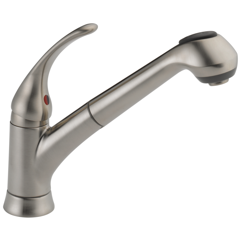DELTA Foundations Single Handle Pull-Out Kitchen Faucet — Stainless