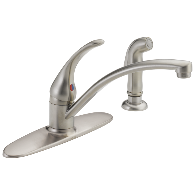 DELTA Foundations Single Handle Kitchen Faucet with Spray — Stainless