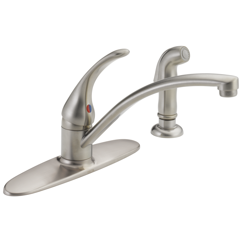 DELTA Foundations Single Handle Kitchen Faucet with Spray — Stainless