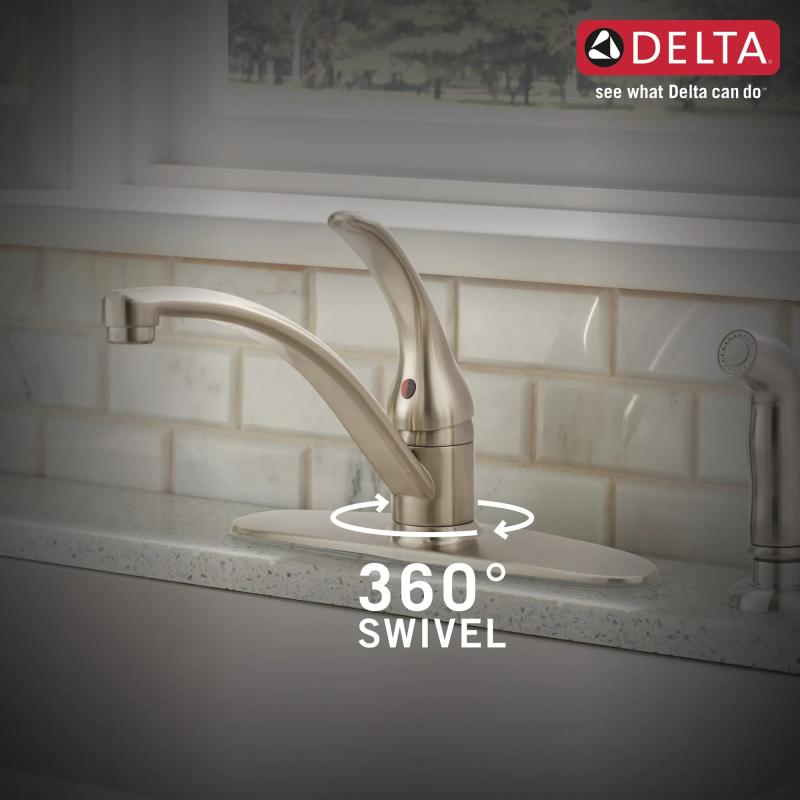 DELTA Foundations Single Handle Kitchen Faucet with Spray — Stainless