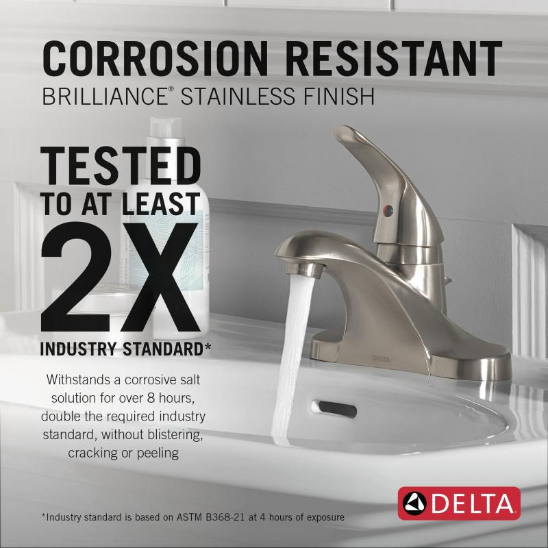 DELTA Foundations Single Handle Centerset Bathroom Faucet — Stainless