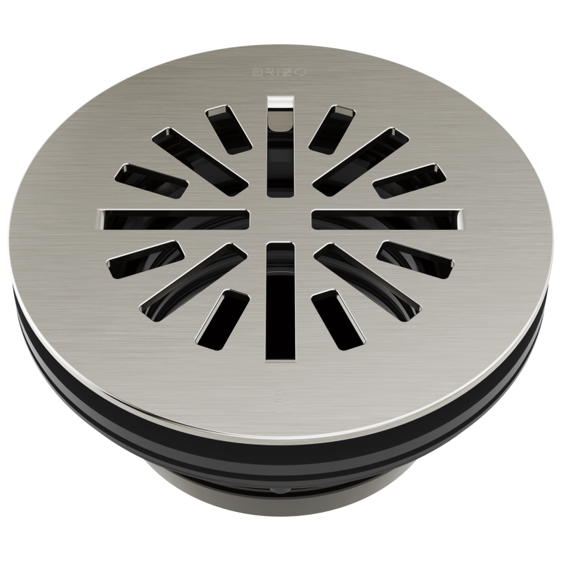 BRIZO 4" Prefab Round Shower Drain — Brushed Nickel