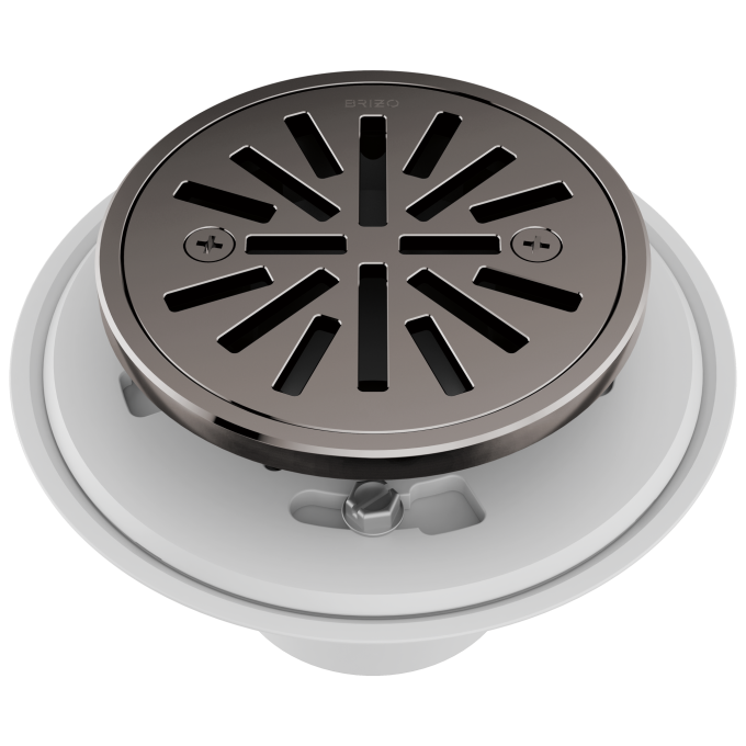 BRIZO 4" Tile-In Round Shower Drain — Brilliance Black Onyx