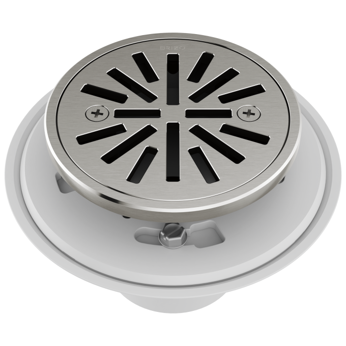 BRIZO 4" Tile-In Round Shower Drain — Luxe Nickel