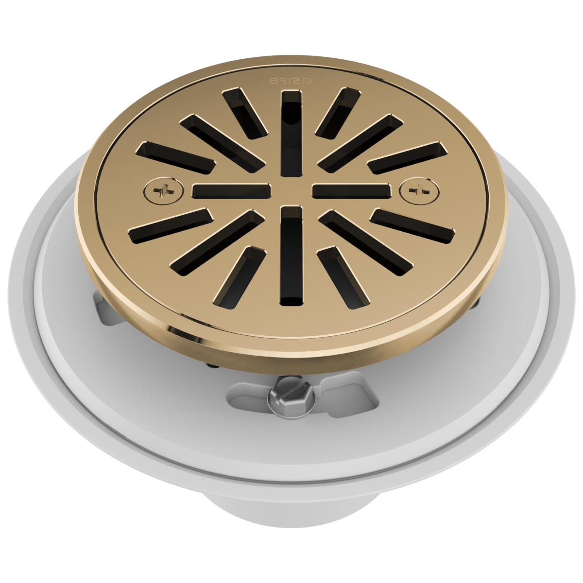 BRIZO 4" Tile-In Round Shower Drain — Polished Gold