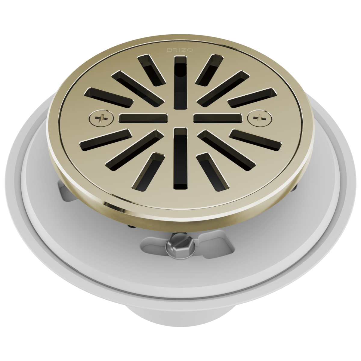BRIZO 4" Tile-In Round Shower Drain — Polished Nickel