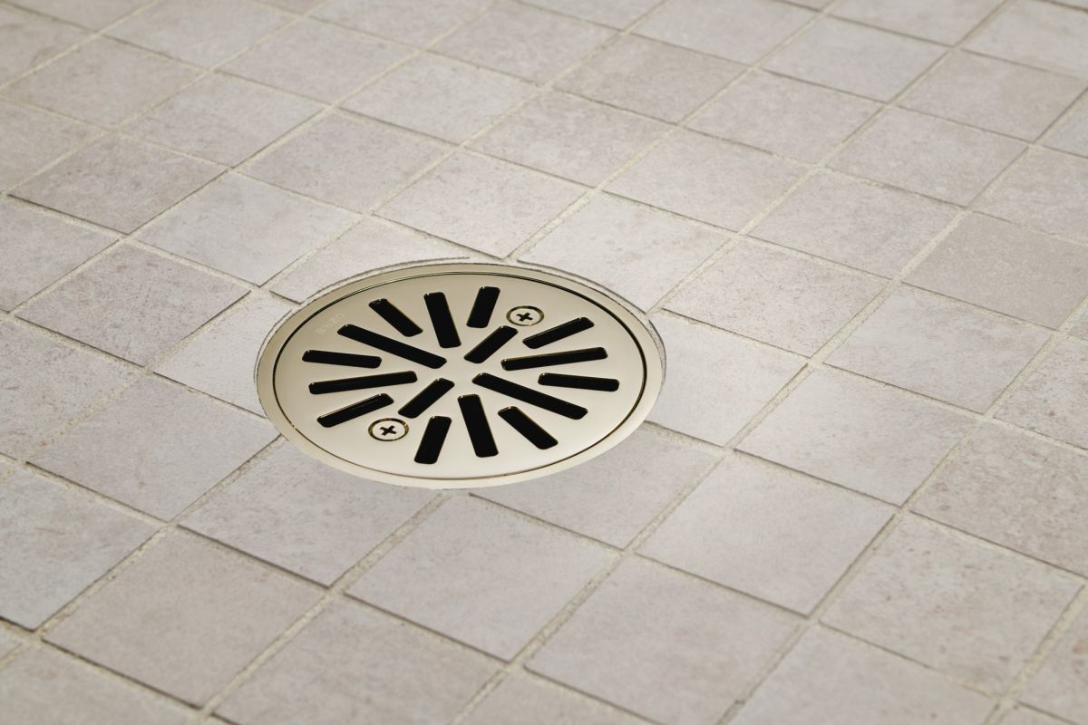 BRIZO 4" Tile-In Round Shower Drain — Polished Nickel