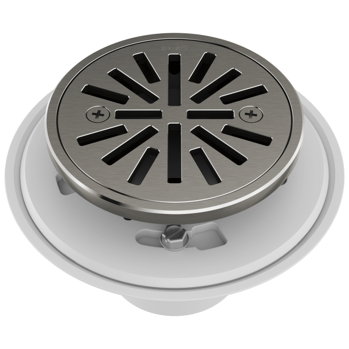 BRIZO 4" Tile-In Round Shower Drain — Luxe Steel