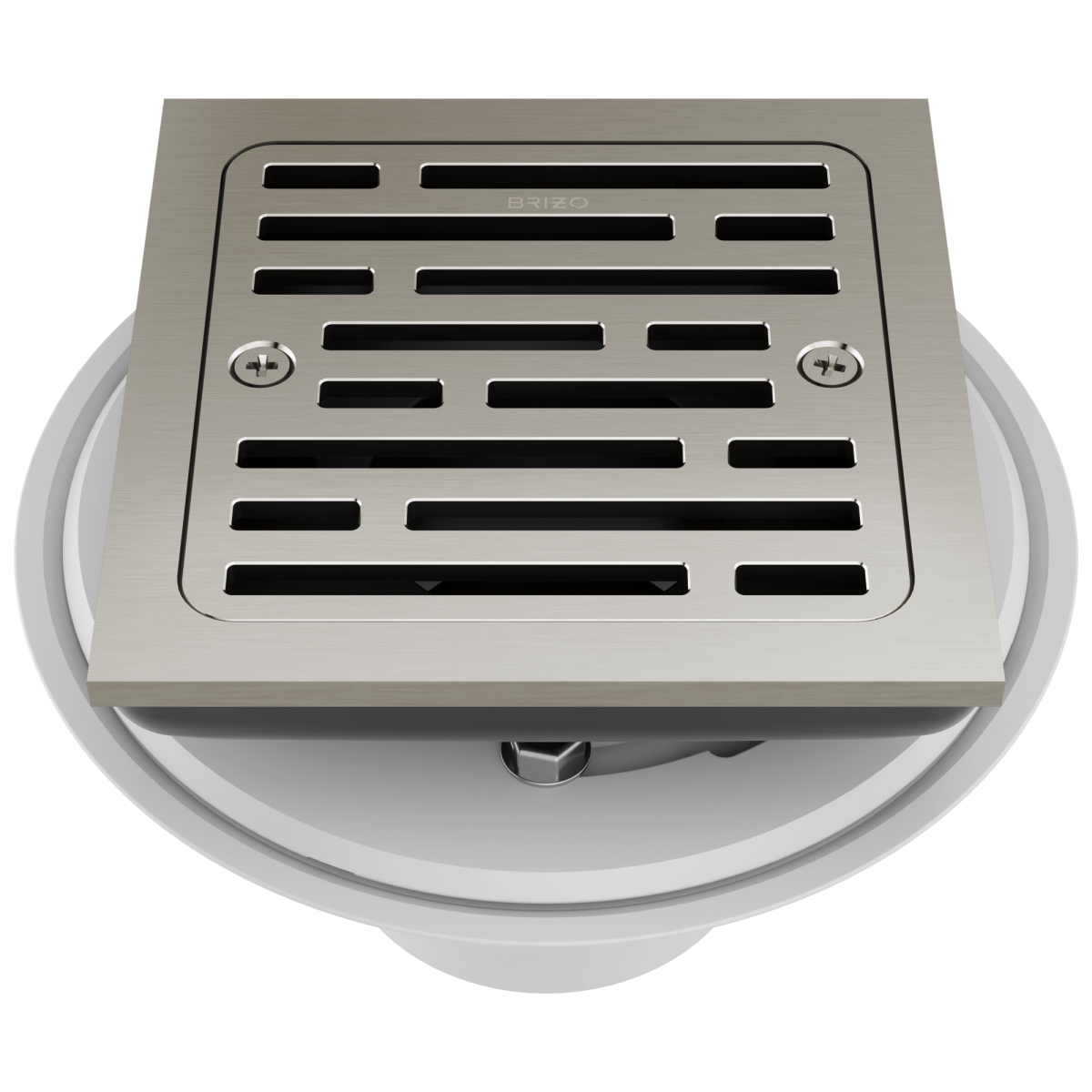 BRIZO 4" Tile-In Square Shower Drain — Brushed Nickel
