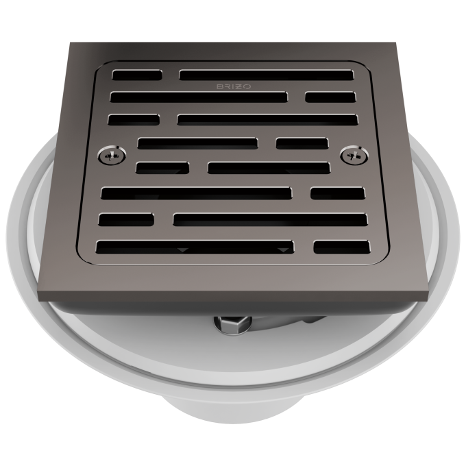 BRIZO 4" Tile-In Square Shower Drain — Brilliance Black Onyx
