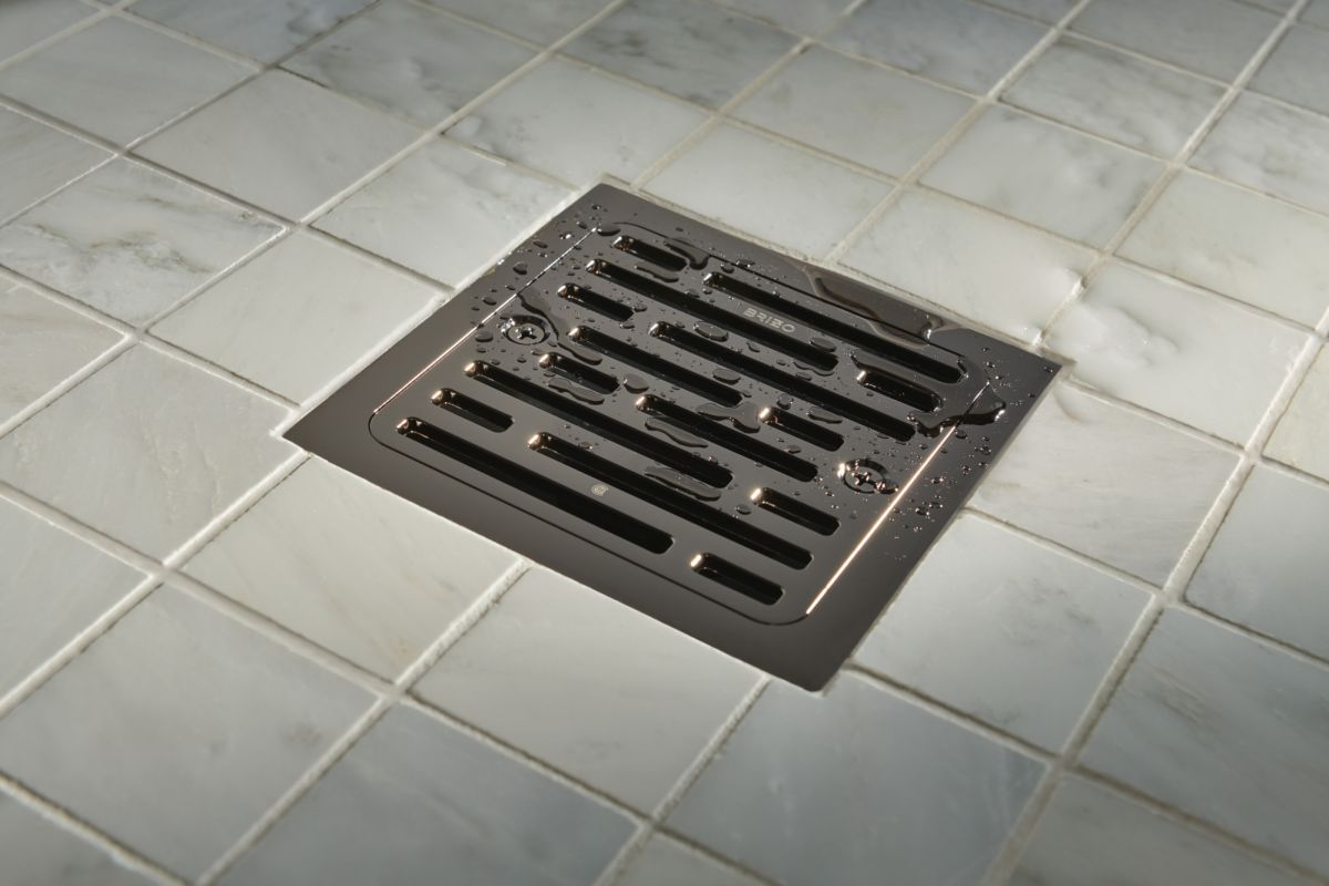 BRIZO 4" Tile-In Square Shower Drain — Brilliance Black Onyx