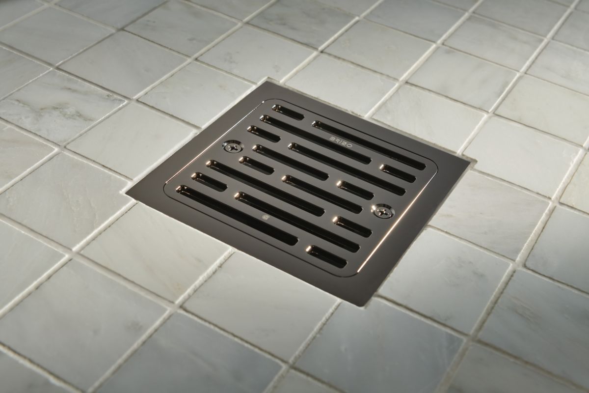 BRIZO 4" Tile-In Square Shower Drain — Brilliance Black Onyx