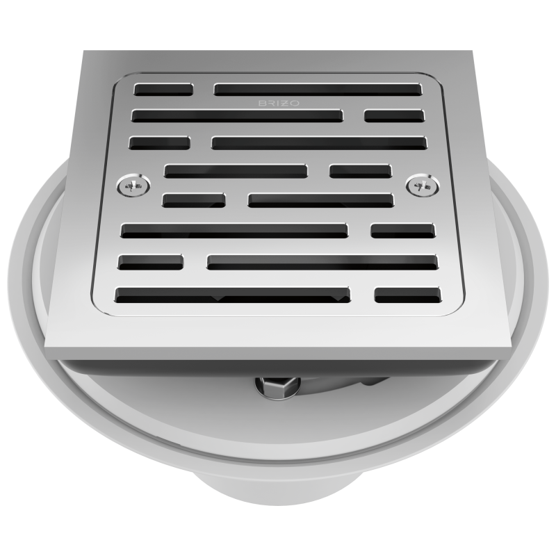 BRIZO 4" Tile-In Square Shower Drain — Chrome