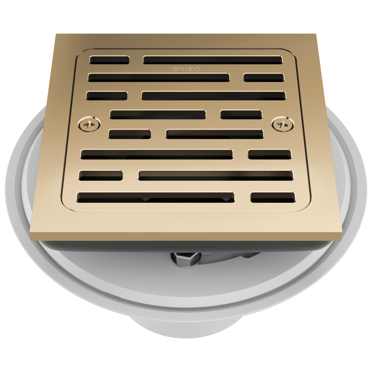 BRIZO 4" Tile-In Square Shower Drain — Polished Gold
