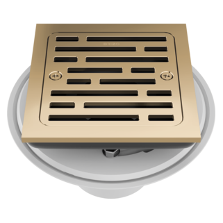 BRIZO 4" Tile-In Square Shower Drain — Polished Gold