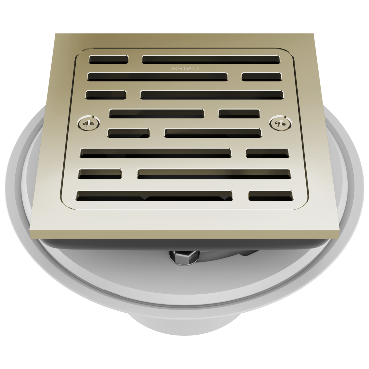 BRIZO 4" Tile-In Square Shower Drain — Polished Nickel