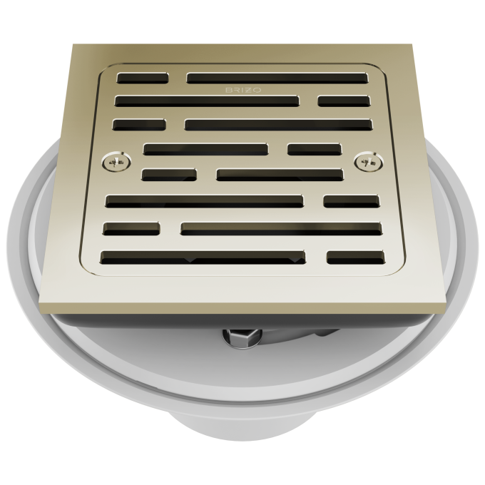 BRIZO 4" Tile-In Square Shower Drain — Polished Nickel