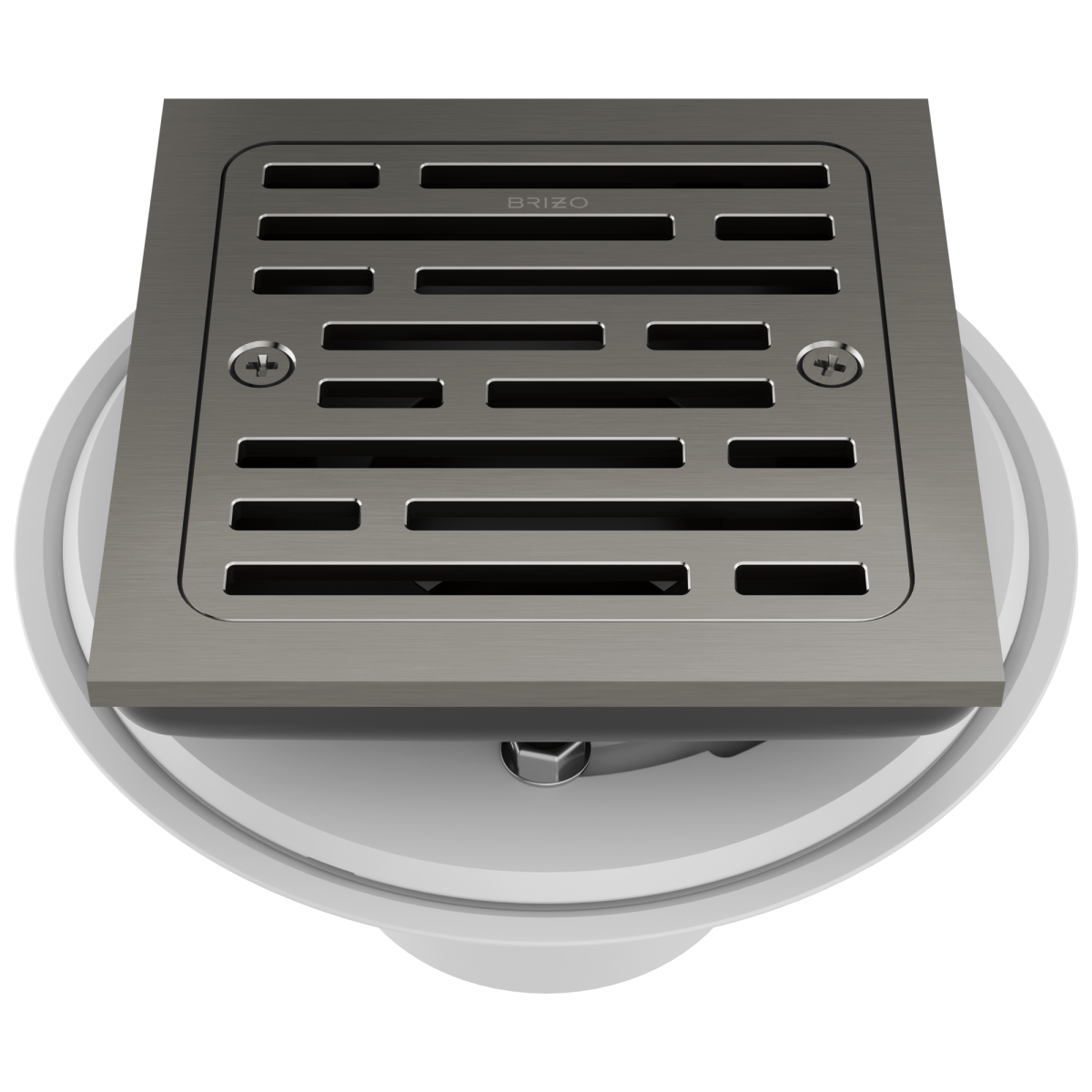 BRIZO 4" Tile-In Square Shower Drain — Luxe Steel