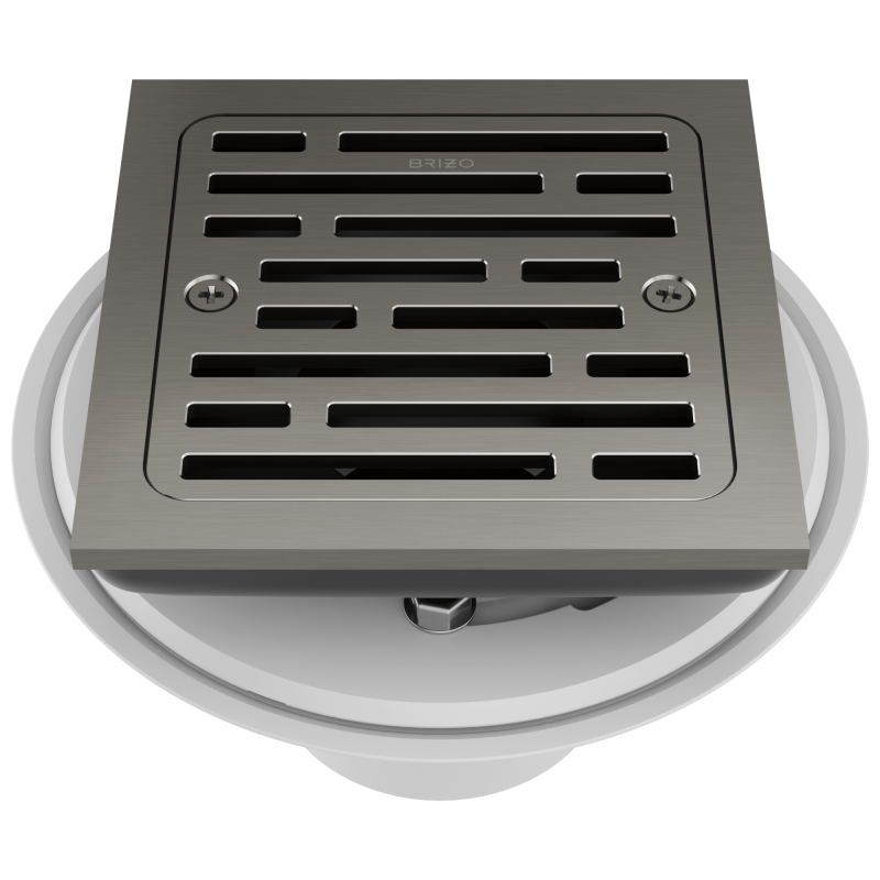 BRIZO 4" Tile-In Square Shower Drain — Luxe Steel