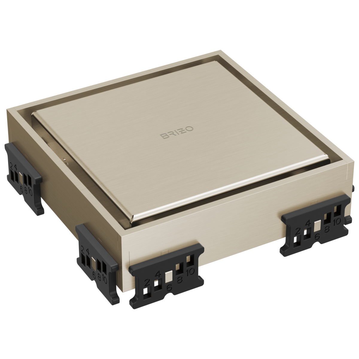 BRIZO 4" Reversible Square Point Shower Drain — Brushed Nickel