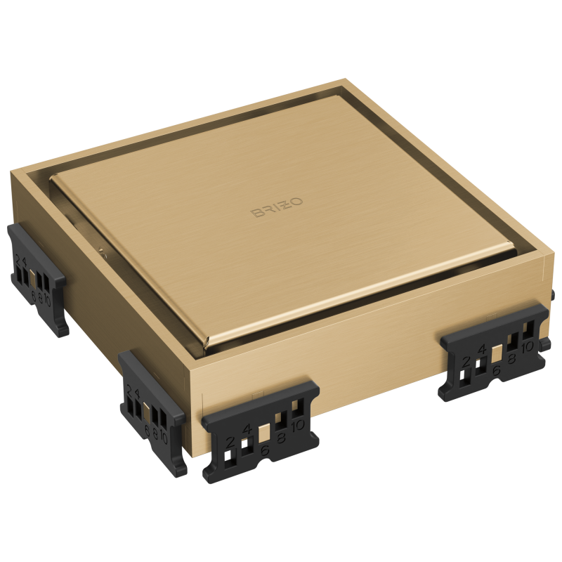 BRIZO 4" Reversible Square Point Shower Drain — Luxe Gold