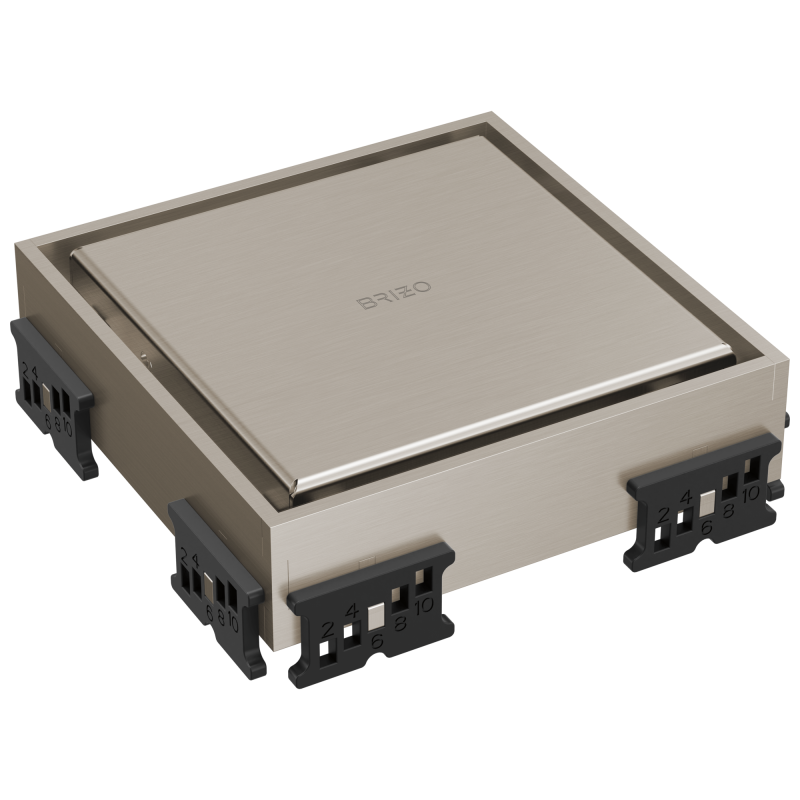BRIZO 4" Reversible Square Point Shower Drain — Luxe Nickel