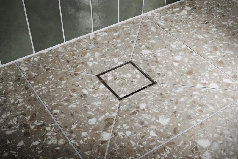 BRIZO 4" Reversible Square Point Shower Drain — Luxe Steel