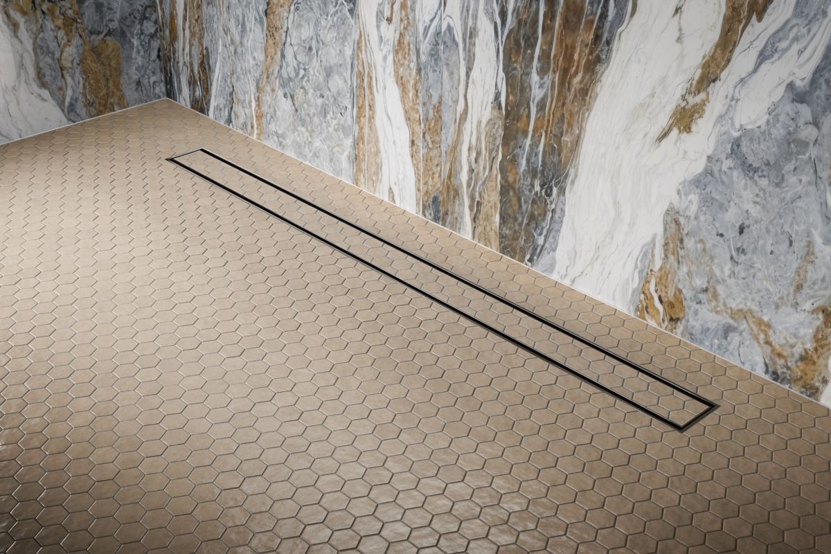 BRIZO 24" Reversible Linear Shower Drain — Brilliance Black Onyx