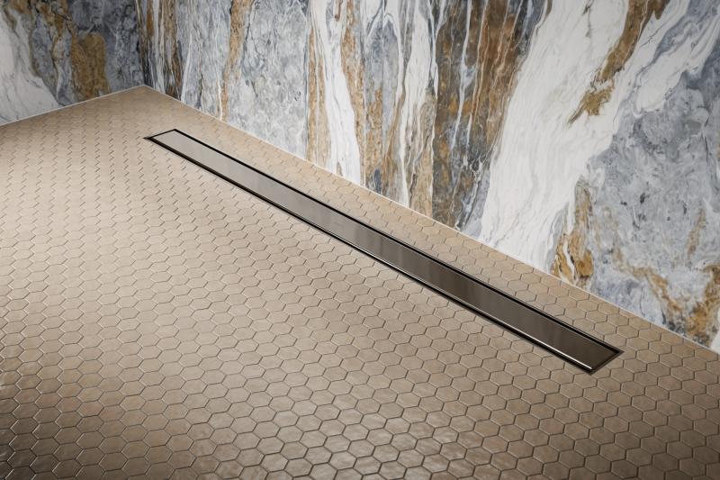 BRIZO 48" Reversible Linear Shower Drain — Brilliance Black Onyx
