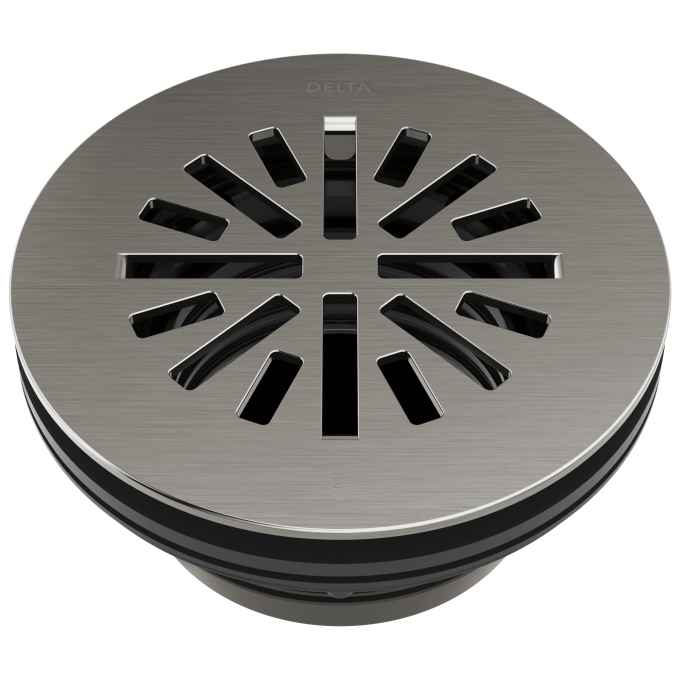 DELTA 4" Prefab Round Shower Drain — Black Stainless