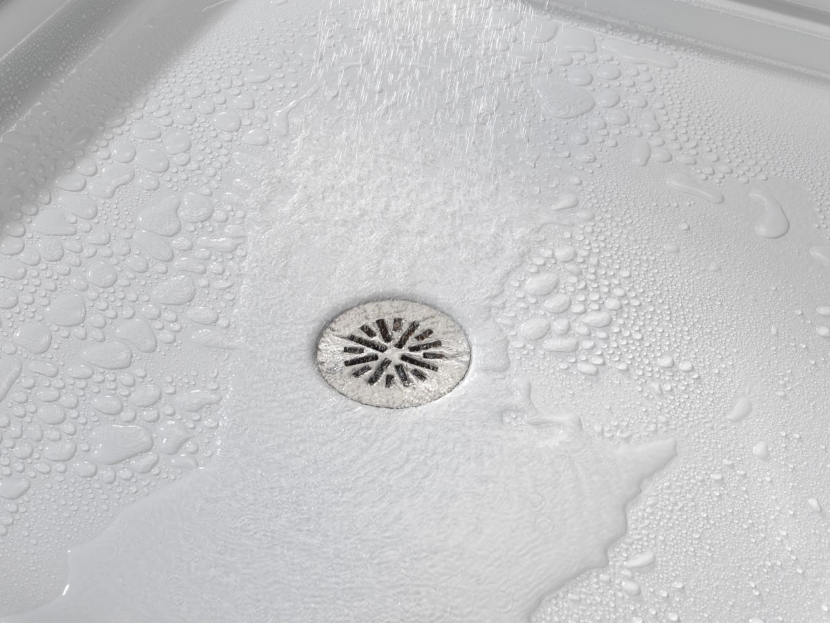 DELTA 4" Prefab Round Shower Drain — Stainless