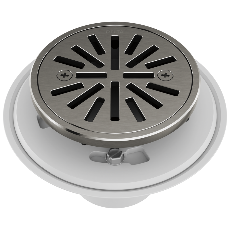 DELTA 4" Tile-In Round Shower Drain — Black Stainless