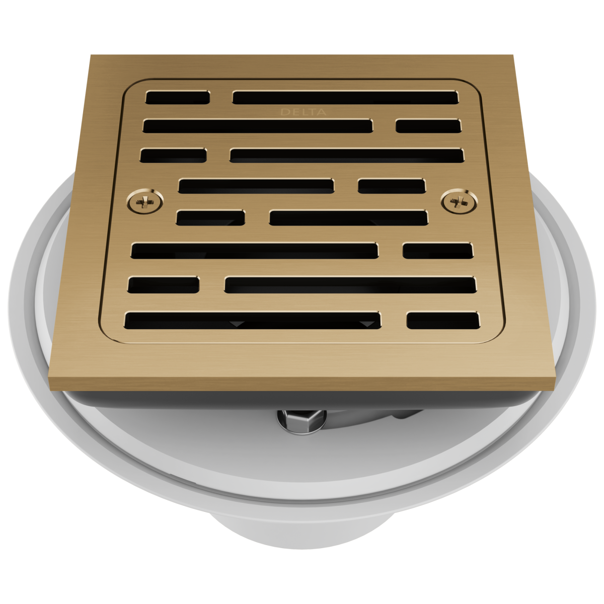 DELTA 4" Tile-In Square Shower Drain — Champagne Bronze