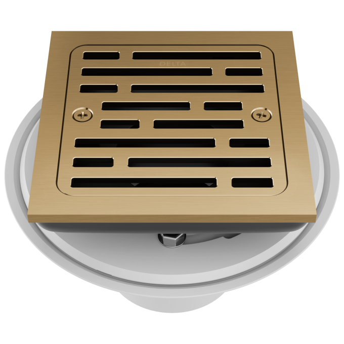 DELTA 4" Tile-In Square Shower Drain — Champagne Bronze