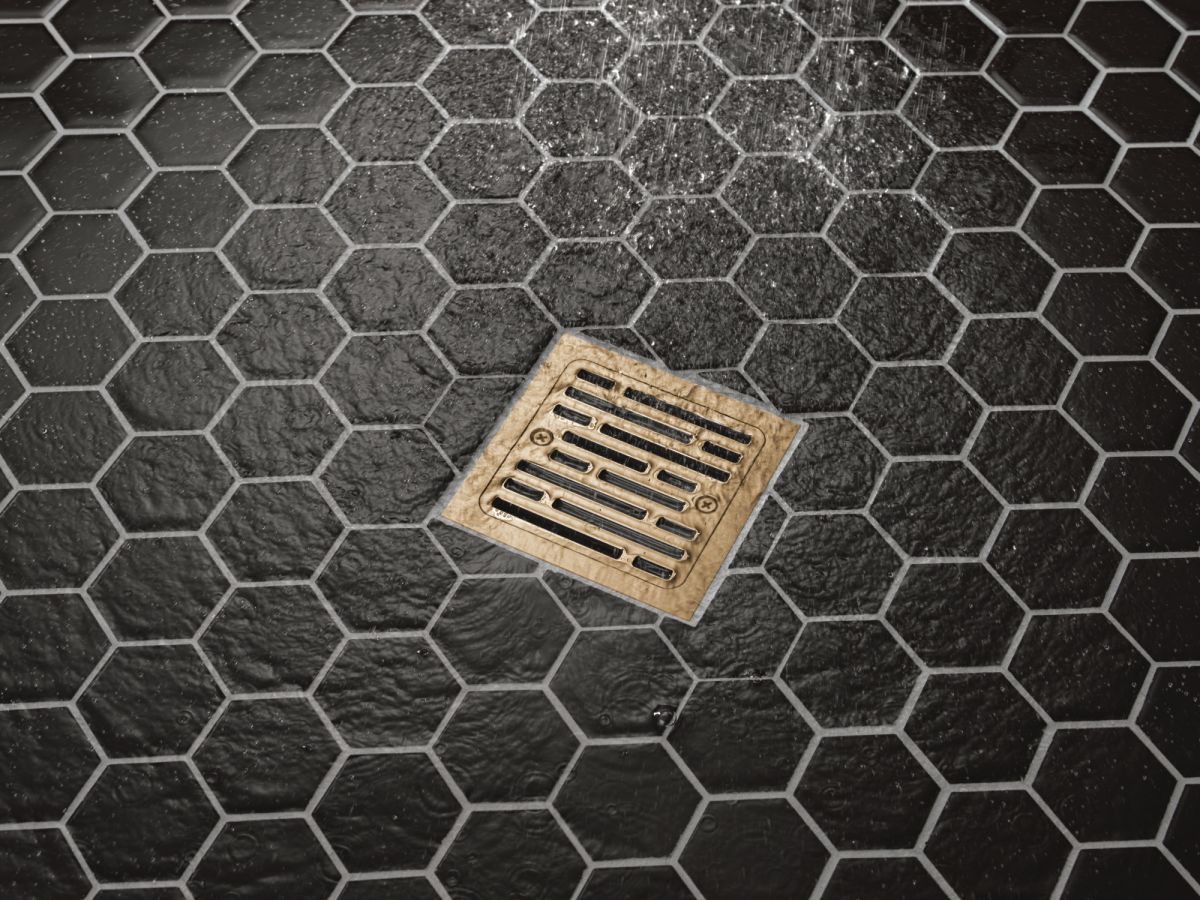 DELTA 4" Tile-In Square Shower Drain — Champagne Bronze