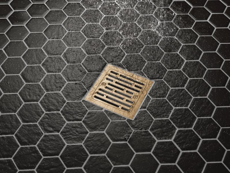 DELTA 4" Tile-In Square Shower Drain — Champagne Bronze