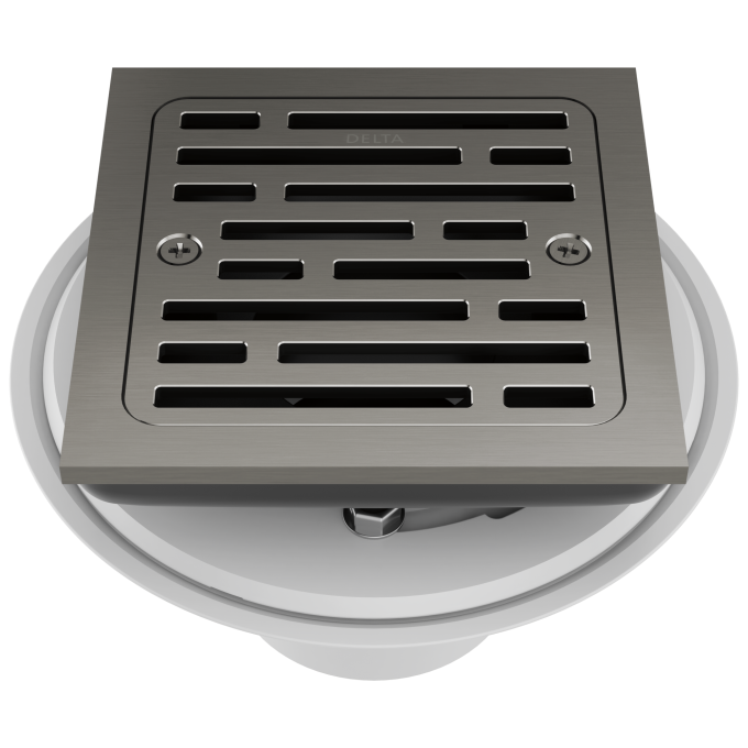 DELTA 4" Tile-In Square Shower Drain — Black Stainless