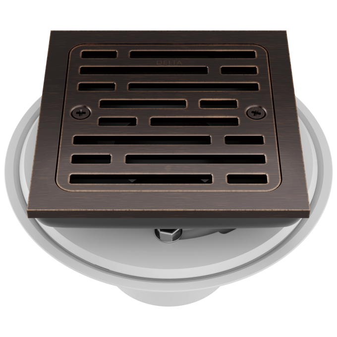 DELTA 4" Tile-In Square Shower Drain — Venetian Bronze